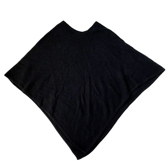 Sofia Cashmere Womens OS Ribbed Poncho Black Cape Pullover 100% cashmere - Picture 5 of 7